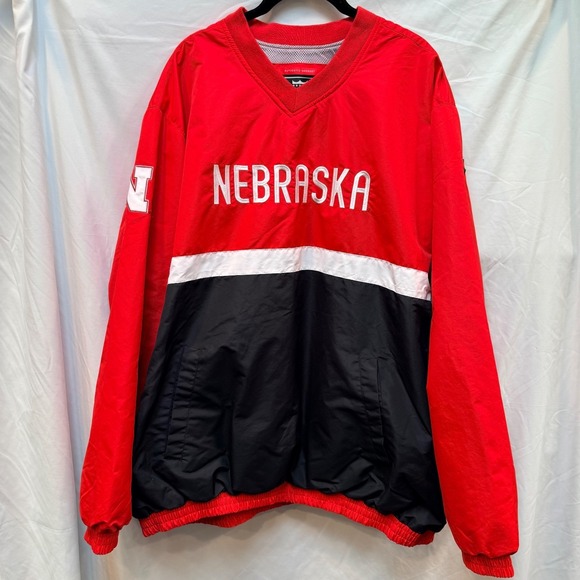 Nebraska Huskers Jacket Mens XXL Franchise Club Red Pullover Windshield Vented